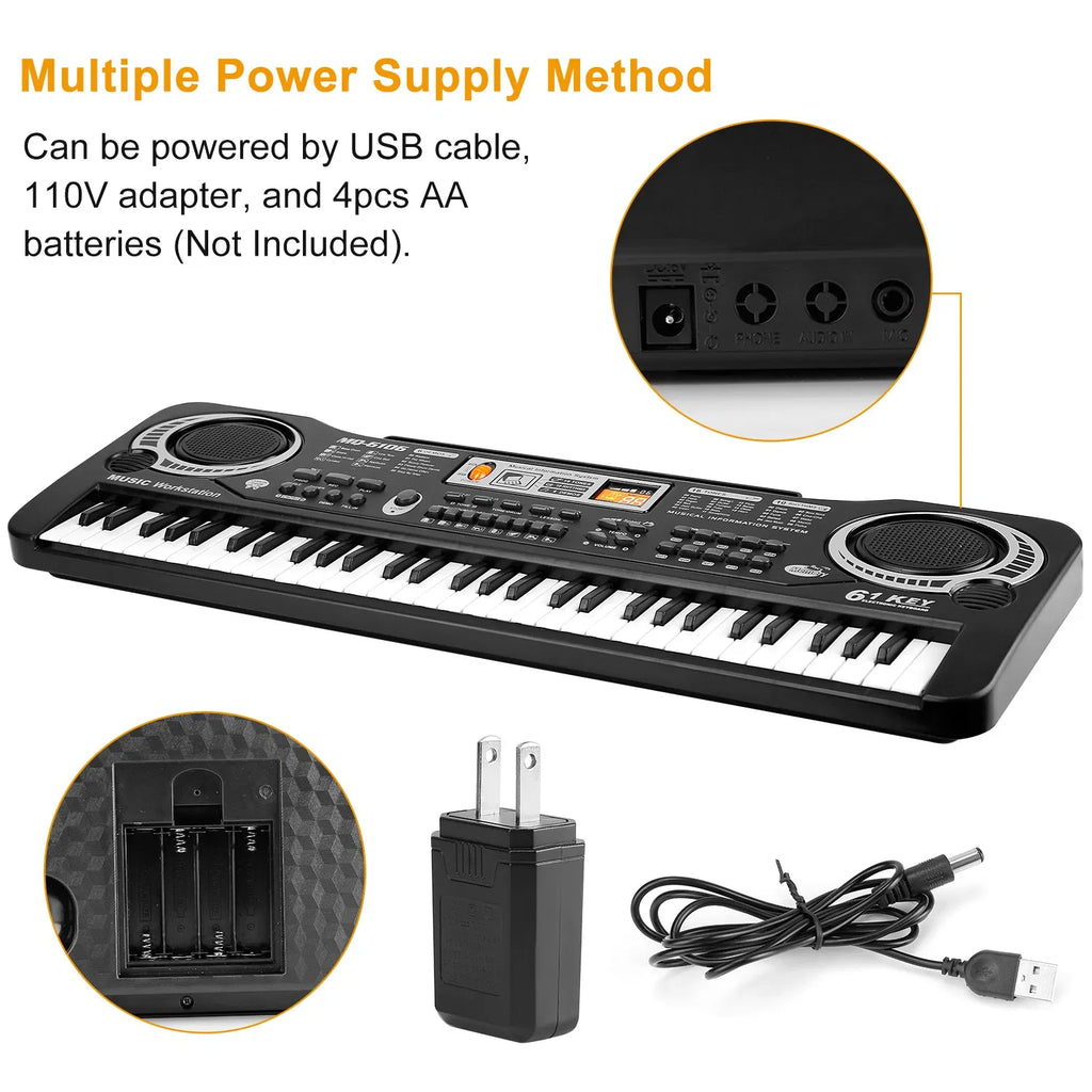 61-Key Electronic Keyboard Piano for Kids with Microphone