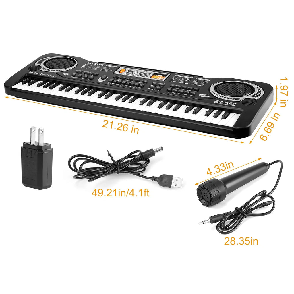 61-Key Electronic Keyboard Piano for Kids with Microphone
