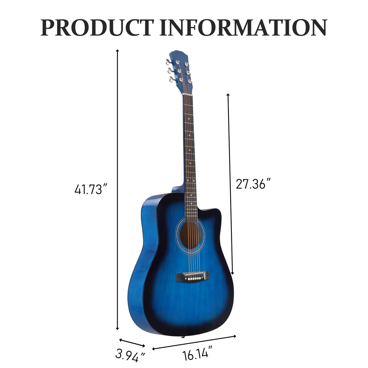 41-Inch Cutaway Acoustic Guitar Starter Kit, Blue