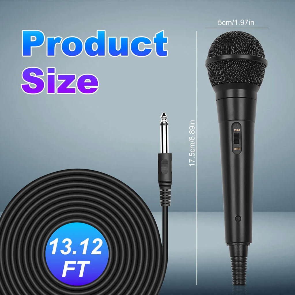 Wired Dynamic Vocal Microphone with On/Off Switch and 13 ft Cable