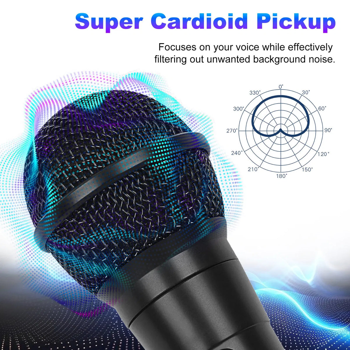 Wired Dynamic Vocal Microphone with On/Off Switch and 13 ft Cable