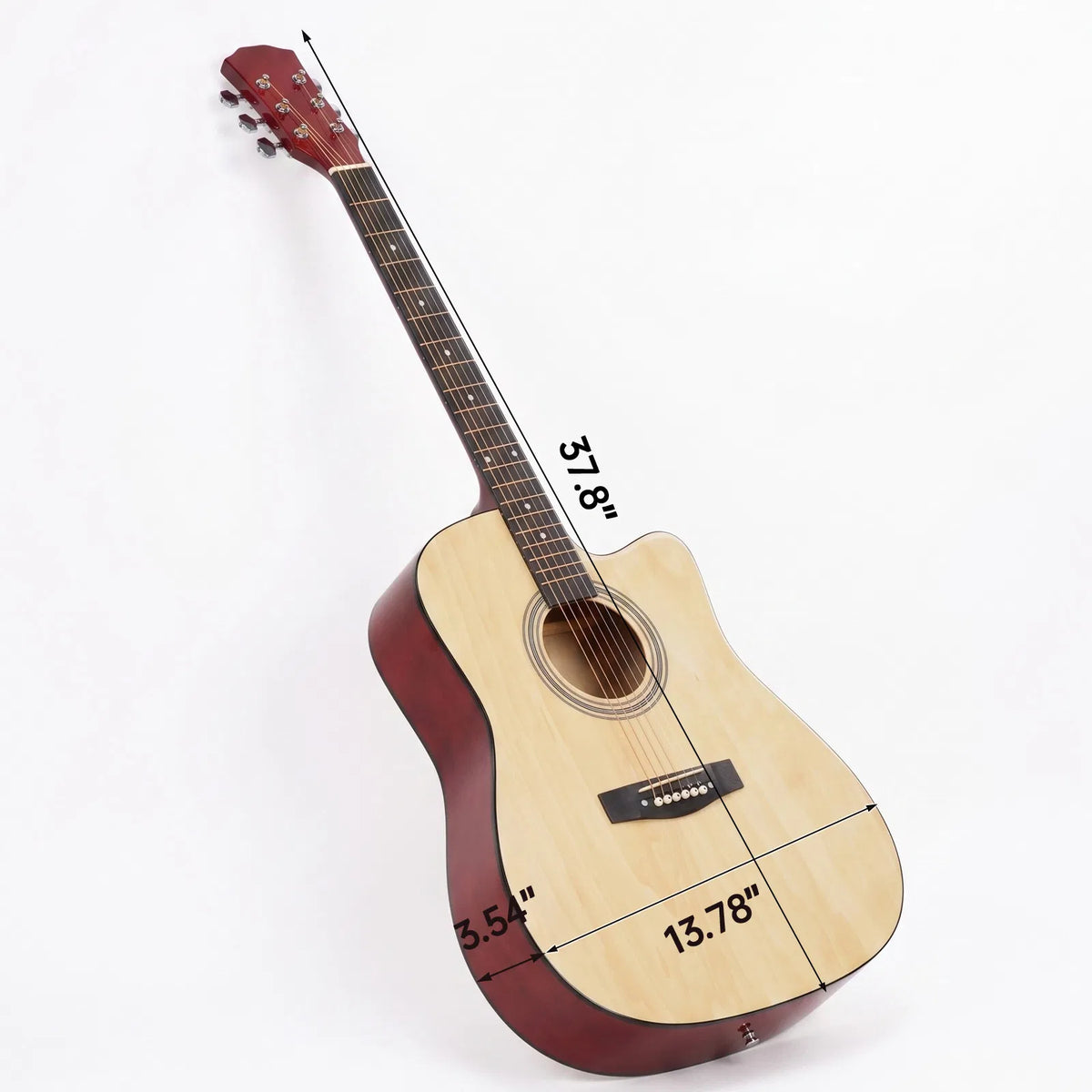 41-Inch Cutaway Acoustic Guitar Starter Kit, Natural Wood