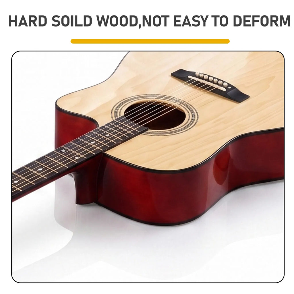 41-Inch Cutaway Acoustic Guitar Starter Kit, Natural Wood