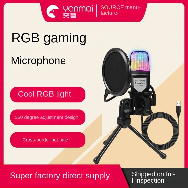 RGB USB Condenser Microphone for Gaming, Streaming and Podcasts